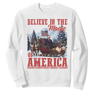 Christmas Trump Sweatshirt Believe In The Magic Of America Make Christmas Great Again US Flag TS02 White Print Your Wear