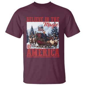 Christmas Trump T Shirt Believe In The Magic Of America Make Christmas Great Again US Flag TS02 Maroon Print Your Wear