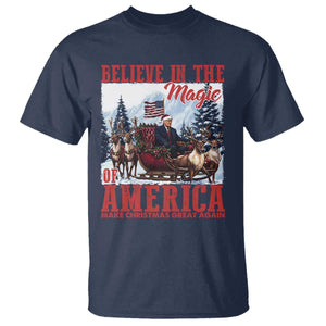 Christmas Trump T Shirt Believe In The Magic Of America Make Christmas Great Again US Flag TS02 Navy Print Your Wear