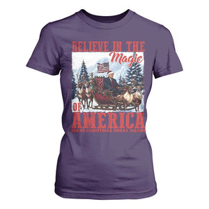 Christmas Trump T Shirt For Women Believe In The Magic Of America Make Christmas Great Again US Flag TS02 Purple Print Your Wear