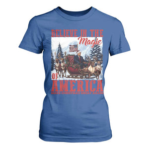 Christmas Trump T Shirt For Women Believe In The Magic Of America Make Christmas Great Again US Flag TS02 Royal Blue Print Your Wear