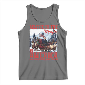 Christmas Trump Tank Top Believe In The Magic Of America Make Christmas Great Again US Flag TS02 Black Heather Print Your Wear