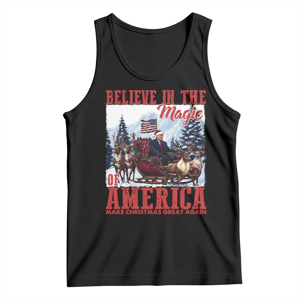 Christmas Trump Tank Top Believe In The Magic Of America Make Christmas Great Again US Flag TS02 Black Print Your Wear