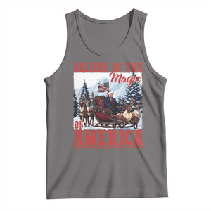 Christmas Trump Tank Top Believe In The Magic Of America Make Christmas Great Again US Flag TS02 Deep Heather Print Your Wear