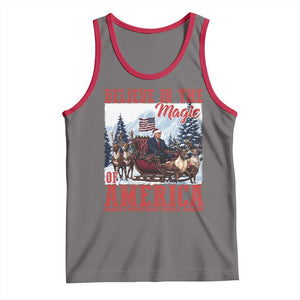 Christmas Trump Tank Top Believe In The Magic Of America Make Christmas Great Again US Flag TS02 Deep Heather Red Print Your Wear