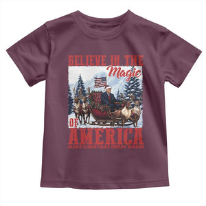 Christmas Trump Toddler T Shirt Believe In The Magic Of America Make Christmas Great Again US Flag TS02 Maroon Print Your Wear