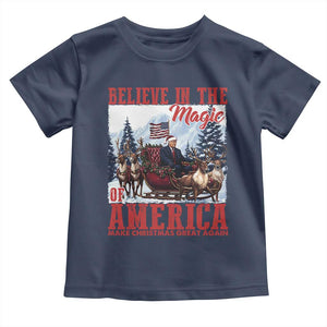 Christmas Trump Toddler T Shirt Believe In The Magic Of America Make Christmas Great Again US Flag TS02 Navy Print Your Wear