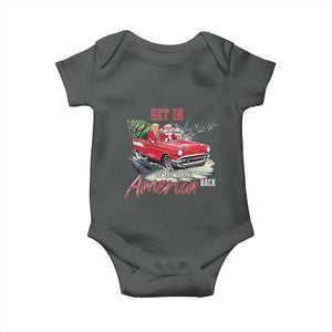 Christmas Trump Baby Onesie Get In Loser We Are Taking America Back with Santa TS02 Dark Heather Print Your Wear