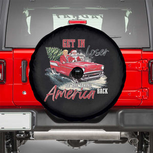 Christmas Trump Spare Tire Cover Get In Loser We Are Taking America Back with Santa TS02 Black Print Your Wear