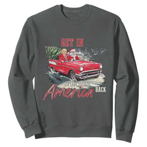 Christmas Trump Sweatshirt Get In Loser We Are Taking America Back with Santa TS02 Dark Heather Print Your Wear