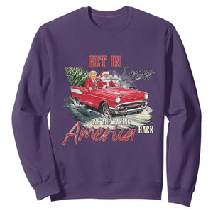 Christmas Trump Sweatshirt Get In Loser We Are Taking America Back with Santa TS02 Purple Print Your Wear