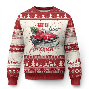 Xmas Trump Ugly Christmas Sweater Get In Loser We Are Taking America Back with Santa TS02 Red Print Your Wear