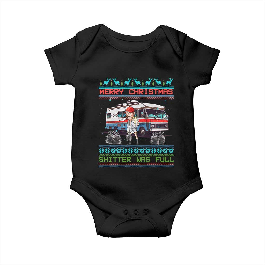 Funny Xmas Movie Trump Baby Onesie Merry Christmas Shitter Was Full Ugly Sweater TS02 Black Print Your Wear