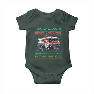 Funny Xmas Movie Trump Baby Onesie Merry Christmas Shitter Was Full Ugly Sweater TS02 Dark Forest Green Print Your Wear