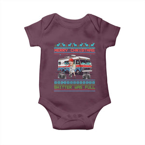 Funny Xmas Movie Trump Baby Onesie Merry Christmas Shitter Was Full Ugly Sweater TS02 Maroon Print Your Wear