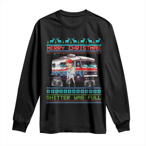 Funny Xmas Movie Trump Long Sleeve Shirt Merry Christmas Shitter Was Full Ugly Sweater TS02 Black Print Your Wear