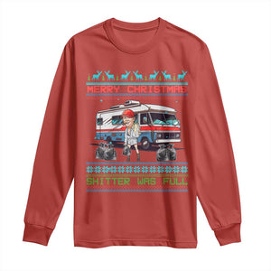 Funny Xmas Movie Trump Long Sleeve Shirt Merry Christmas Shitter Was Full Ugly Sweater TS02 Red Print Your Wear