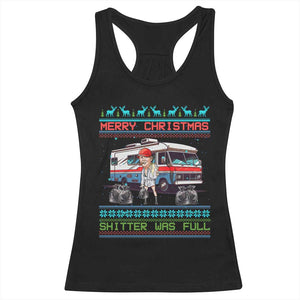 Funny Xmas Movie Trump Racerback Tank Top Merry Christmas Shitter Was Full Ugly Sweater TS02 Black Print Your Wear