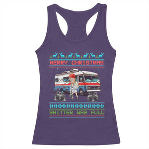 Funny Xmas Movie Trump Racerback Tank Top Merry Christmas Shitter Was Full Ugly Sweater TS02 Purple Print Your Wear