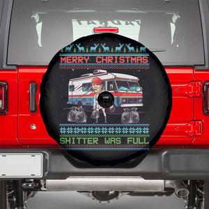 Funny Xmas Movie Trump Spare Tire Cover Merry Christmas Shitter Was Full Ugly Sweater TS02 Black Print Your Wear