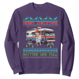 Funny Xmas Movie Trump Sweatshirt Merry Christmas Shitter Was Full Ugly Sweater TS02 Purple Print Your Wear