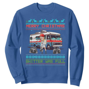 Funny Xmas Movie Trump Sweatshirt Merry Christmas Shitter Was Full Ugly Sweater TS02 Royal Blue Print Your Wear