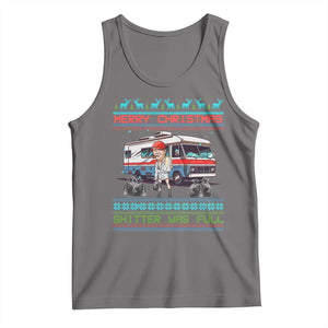 Funny Xmas Movie Trump Tank Top Merry Christmas Shitter Was Full Ugly Sweater TS02 Deep Heather Print Your Wear