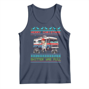 Funny Xmas Movie Trump Tank Top Merry Christmas Shitter Was Full Ugly Sweater TS02 Navy Print Your Wear