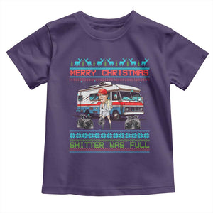 Funny Xmas Movie Trump Toddler T Shirt Merry Christmas Shitter Was Full Ugly Sweater TS02 Purple Print Your Wear