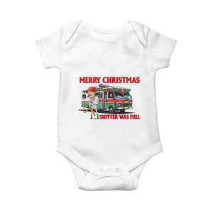 Funny Xmas Movie Trump Baby Onesie Merry Christmas Shitter Was Full TS02 White Print Your Wear