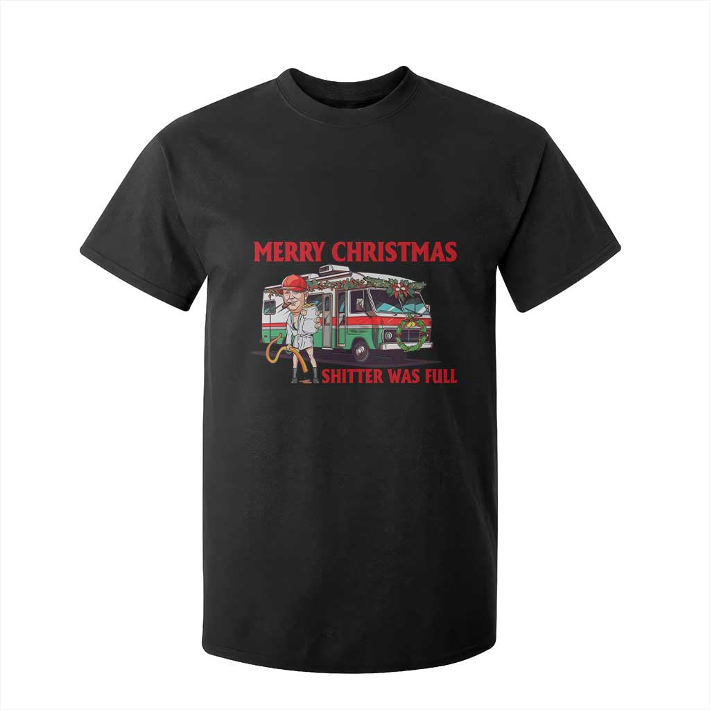 Funny Xmas Movie Trump T Shirt For Kid Merry Christmas Shitter Was Full TS02 Black Print Your Wear