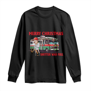 Funny Xmas Movie Trump Long Sleeve Shirt Merry Christmas Shitter Was Full TS02 Black Print Your Wear