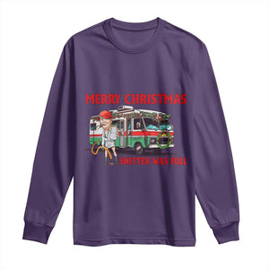 Funny Xmas Movie Trump Long Sleeve Shirt Merry Christmas Shitter Was Full TS02 Purple Print Your Wear