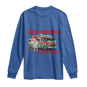 Funny Xmas Movie Trump Long Sleeve Shirt Merry Christmas Shitter Was Full TS02 Royal Blue Print Your Wear