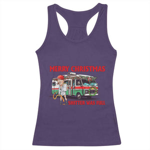 Funny Xmas Movie Trump Racerback Tank Top Merry Christmas Shitter Was Full TS02 Purple Print Your Wear