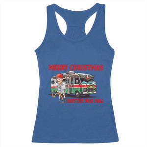 Funny Xmas Movie Trump Racerback Tank Top Merry Christmas Shitter Was Full TS02 Royal Blue Print Your Wear