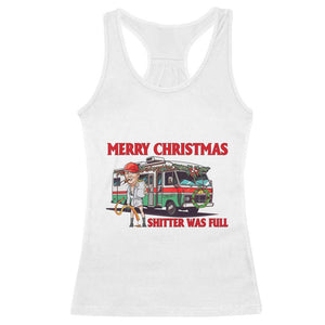 Funny Xmas Movie Trump Racerback Tank Top Merry Christmas Shitter Was Full TS02 White Print Your Wear