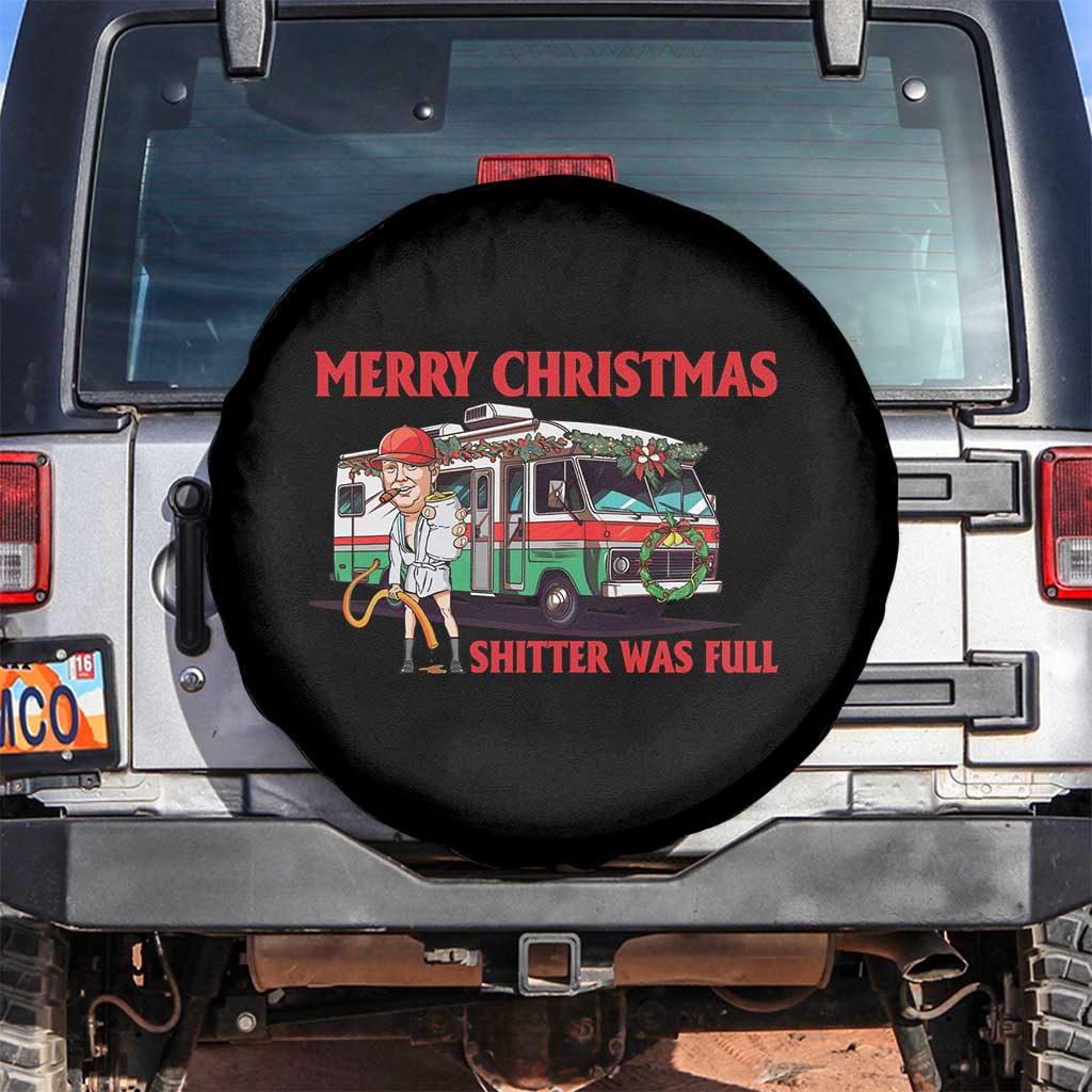 Funny Xmas Movie Trump Spare Tire Cover Merry Christmas Shitter Was Full TS02 No hole Black Print Your Wear