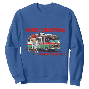 Funny Xmas Movie Trump Sweatshirt Merry Christmas Shitter Was Full TS02 Royal Blue Print Your Wear