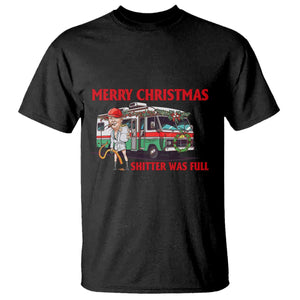 Funny Xmas Movie Trump T Shirt Merry Christmas Shitter Was Full TS02 Black Print Your Wear