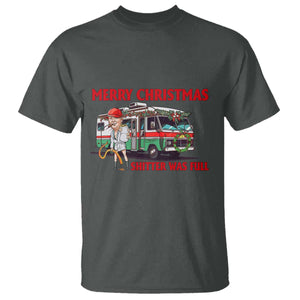 Funny Xmas Movie Trump T Shirt Merry Christmas Shitter Was Full TS02 Dark Heather Print Your Wear