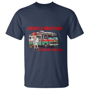 Funny Xmas Movie Trump T Shirt Merry Christmas Shitter Was Full TS02 Navy Print Your Wear