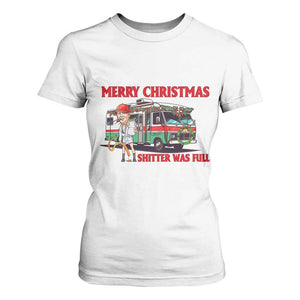 Funny Xmas Movie Trump T Shirt For Women Merry Christmas Shitter Was Full TS02 White Print Your Wear