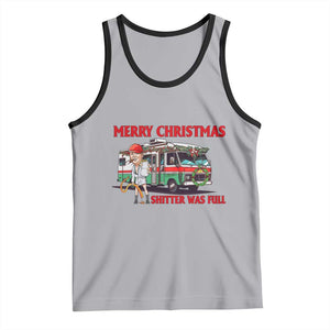 Funny Xmas Movie Trump Tank Top Merry Christmas Shitter Was Full TS02 Athletic Heather Black Print Your Wear