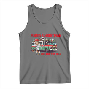 Funny Xmas Movie Trump Tank Top Merry Christmas Shitter Was Full TS02 Black Heather Print Your Wear