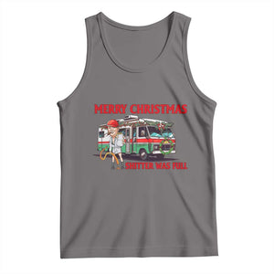 Funny Xmas Movie Trump Tank Top Merry Christmas Shitter Was Full TS02 Deep Heather Print Your Wear