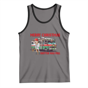 Funny Xmas Movie Trump Tank Top Merry Christmas Shitter Was Full TS02 Deep Heather Black Print Your Wear