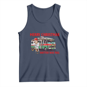 Funny Xmas Movie Trump Tank Top Merry Christmas Shitter Was Full TS02 Navy Print Your Wear