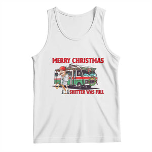 Funny Xmas Movie Trump Tank Top Merry Christmas Shitter Was Full TS02 White Print Your Wear