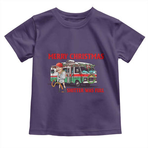 Funny Xmas Movie Trump Toddler T Shirt Merry Christmas Shitter Was Full TS02 Purple Print Your Wear